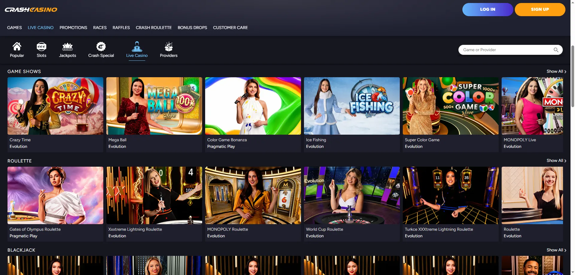 Casino en vivo en Crash Casino México — ruleta y blackjack en tiempo real